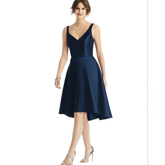 NWT Alfred Sung High-low Sateen Twill Cocktail Dress - Picture 1 of 7